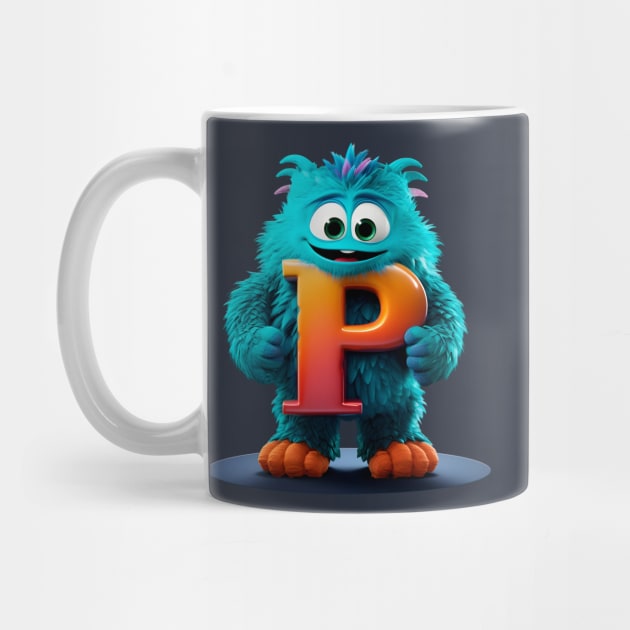 Cute Monster for Kids Alphabet Letter P Funny Back to School by Ariela-Alez